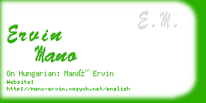 ervin mano business card